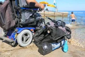 Adaptive diving Wheel shair on beach